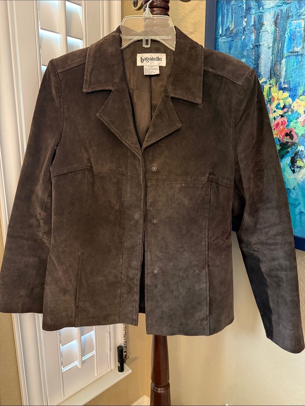 bagatelle Dark Brown Suede Snap-Front Jacket